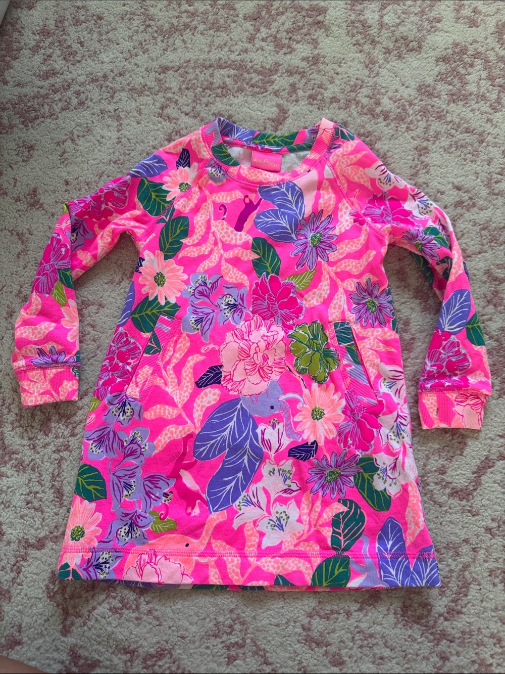 Lilly Pulitzer Pink Floral Long-Sleeve Tunic top/dress